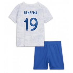 Camiseta de fútbol Francia Karim Benzema 19 Niño 2ª equipación Copa Mundo 2022